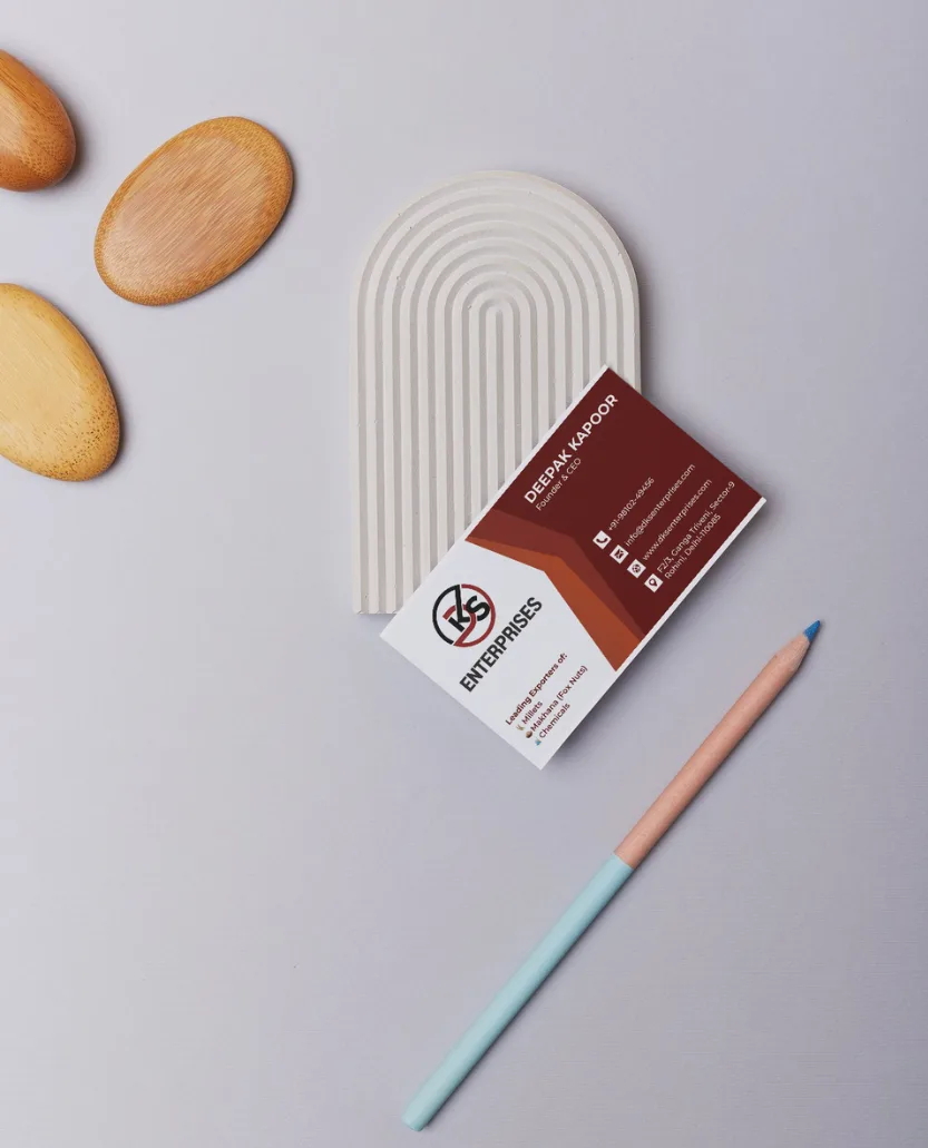 DKS — business card, flat lay